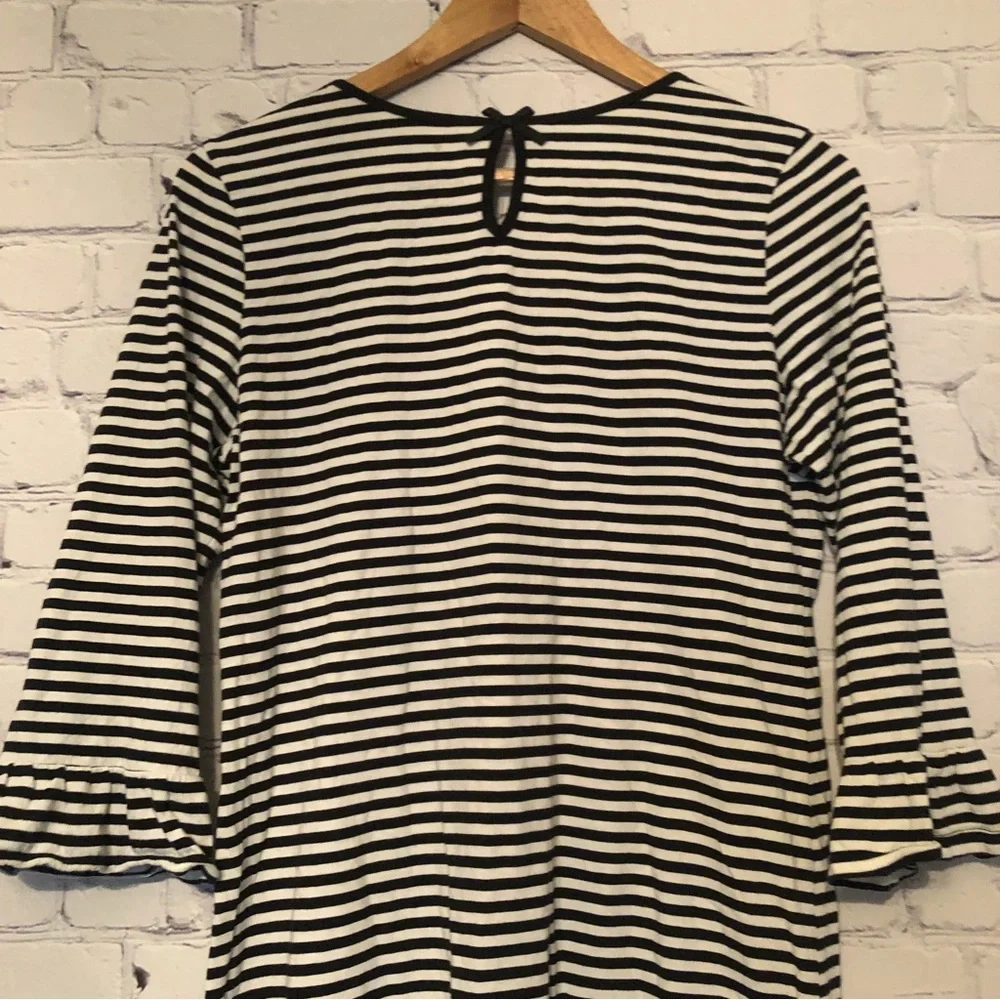 Kate Spade Striped Bell Cuff Soft Cotton Nightgown Sleep Shirt Dress Size Small